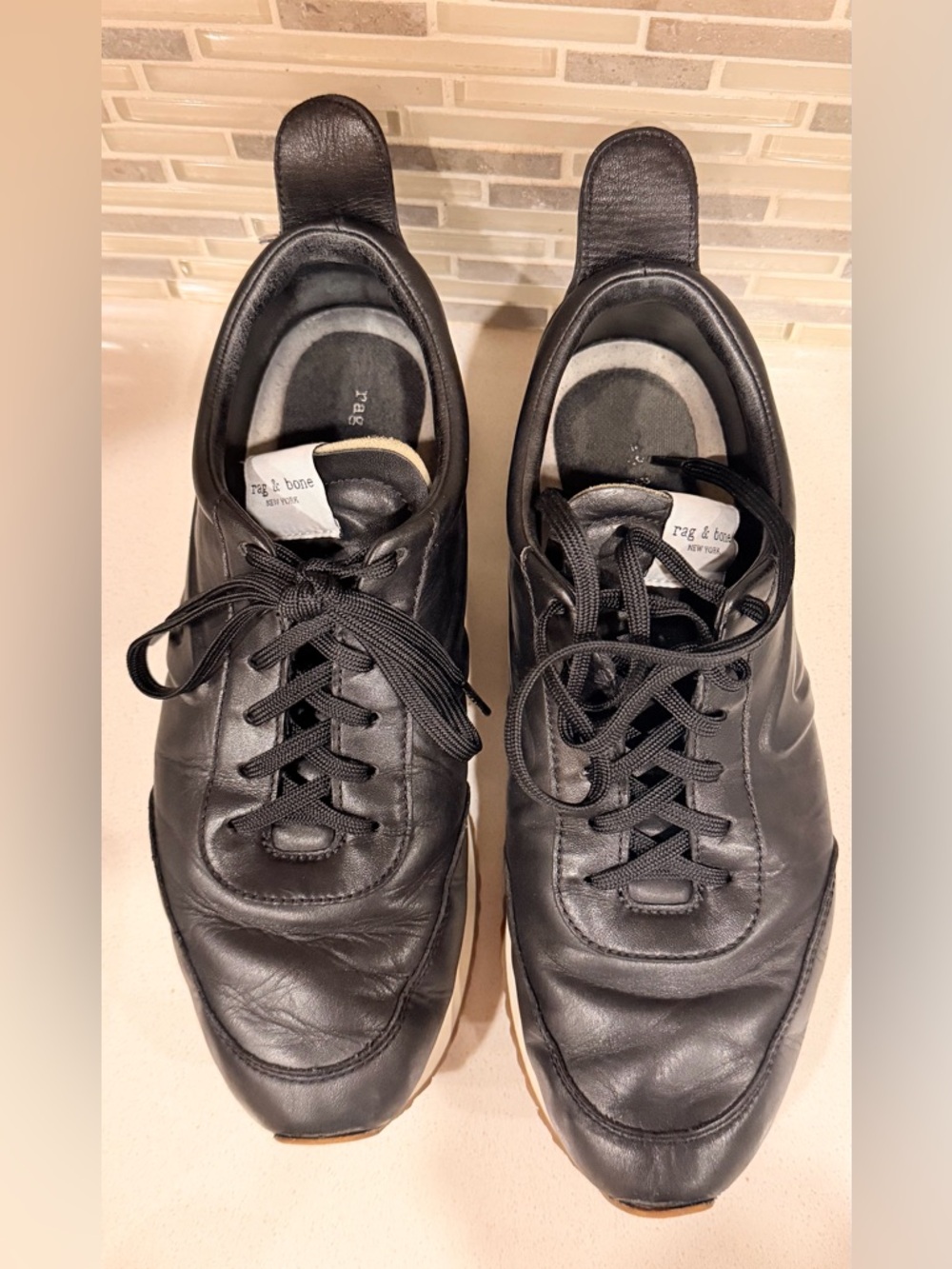 rag & bone Men's Black Leather Sneakers